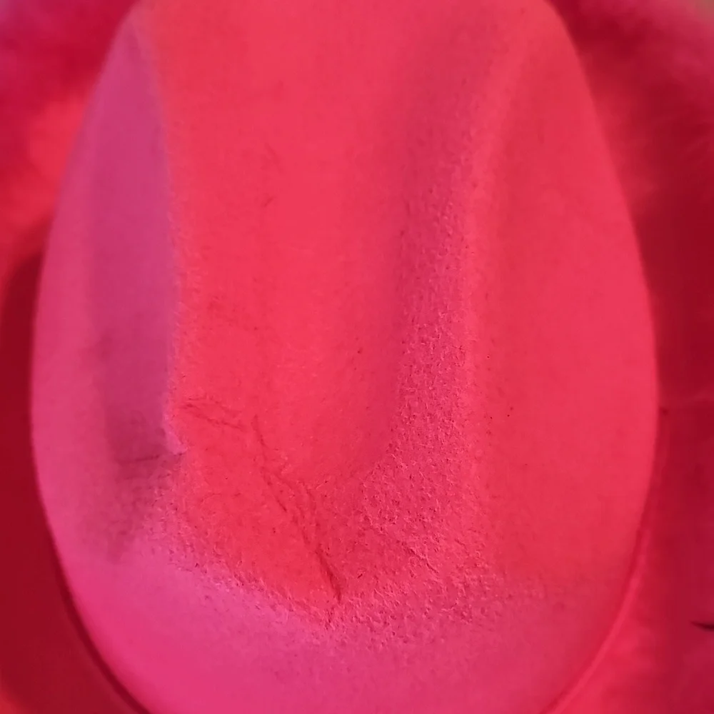 Vibrant Pink Women's  Feathered Cowboy Hat